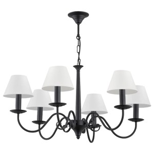 Klasyczny czarny żyrandol do salonu ASTOR 1S 1O2896 W6 CZA/1S/Le