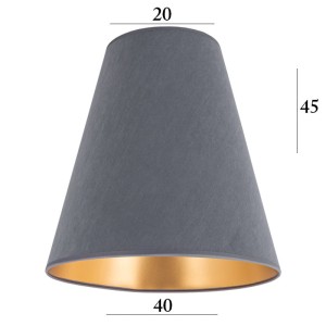 Duży ABAŻUR z weluru do lampy podłogowej 5S E27 szary 20/40 wys 45 stożek   
