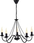 Czarny żyrandol świecznikowy do pokoju BARTO 13991/KA 5-ramienny  
