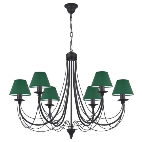 czarny-zyrandol-z-zielonymi-abazurami-czarno-zielony-zyrandol-do-salonu