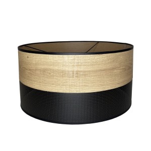 Duży abażur w kształcie walca LOFT  40/20 cm BLACK/LIGHT WOOD