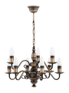 Dwupiętrowy żyrandol stare złoto VELOTE 1O3487/W9/PAT/Le 9-płomienny