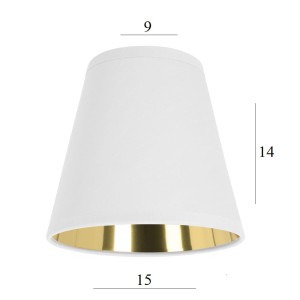 Biało-złoty abażur do żyrandola AB-E14 biały 9/15 wys 14 montaż na żarówkę 