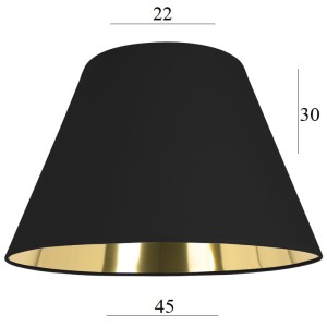 Czarno-złoty abażur do dużej lampy 8S E27 czarny 22/45 wys 30