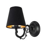 Elegancki czarno-złoty kinkiet do salonu VIOLA O3000 K1 CZA/AB/53/Le 