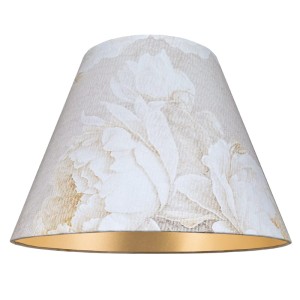 Duży abażur w kształcie stożka beżowo-biały w kwiaty 8S E27 PEONIE 22/45 wys 30 - 002 PREMIUM
