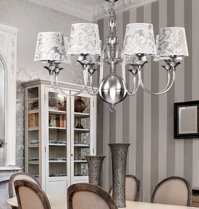 Żyrandol z abażurami 8-ramienny BATUN 11610-BM 8 CH/J chrom