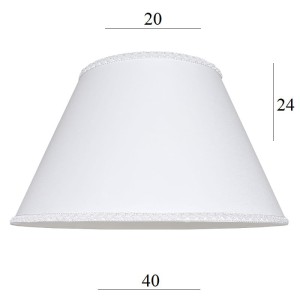 Elegancki biały abażur do lampy stożek 6S 40cm biały z dekoracyjną lamówką