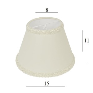 ABAŻUR do lampki stożek 1S-E14 ecru z lamówkami 8/15 wys 11 