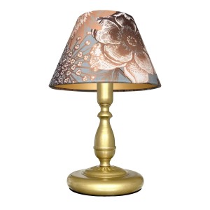 Mała lampka nocna złota z welurowym abażurem JULIA O3598 L1 ZL/FLOWERS