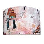 Abażur do lampy walec z tkaniny w ptaszki 14W E27 25/40 cm - GOYA 017 premium