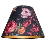 Duży abażur do lampy z czarnego aksamitu w kwiaty 8S E27 FOLK 22/45 wys 30  - 012 PREMIUM