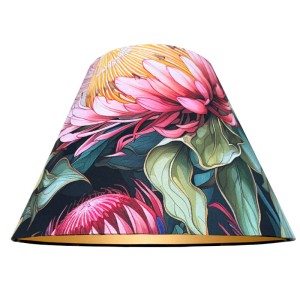 Duży abażur stożkowy w kwiaty 8S E27 SREBRNIK 22/45 wys 30  - 003 PREMIUM