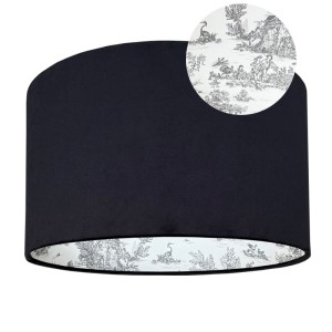 Abażur do lampy z czarnego aksamitu z wzorem wewnątrz 40cm 14W E27 40 wys 25 TOILE 007 premium
