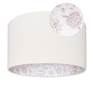 Abażur do lampy kremowy aksamit kwiatowy wzór wewnątrz 14W E27 40 wys 25 ROMANTIC 011