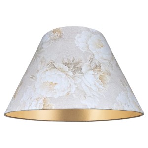 Beżowo-złoty abażur do lampy stożek w kwiaty 9S E27 PEONIE 20/45 wys 24 - 002 PREMIUM