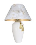 Biało-złota lampa stołowa duża BONA z abażurem PEONIE