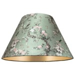 Abażur SIENA zielony abażur z motywem kwiatów i ptaków 9S E27 wymiary 20/45 wys 24 