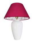 Lampa stołowa z czerwonym abażurem z aksamitu BONA Red Roses biała lampa na stół