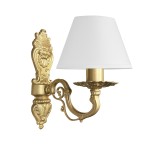 Złoty kinkiet ścienny z abażurem NELA O3030 K1 ZL/1S/01/Le 