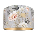 Szary abażur do lampy z wzorem kwiatowym 14W E27 MAKI welur 40 wys 25