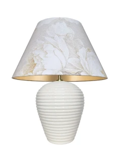 Duża lampa ceramiczna z abażurem w kwiaty KOKONO PEONIE