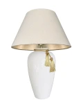 Duża biała lampa na stół BONA z abażurem GOLDEN LINEN