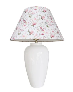 Biała lampa w stylu angielskim z abażurem w kwiaty BONA Pink Floral