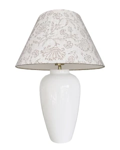 Duża lampa na stół ceramiczna z beżowym abażurem BONA Linen