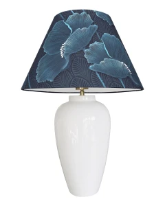 Wysoka lampa stołowa z abażurem w niebieskie kwiaty BONA Poppy Blue