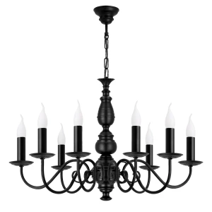 Czarny żyrandol świecznikowy 8-ramienny AMELIA CLASSIC O3586 W8 CZA