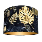 Czarno-złoty abażur do lampy w kwiaty walec 14W E27 MONSTERA  40 wys 25 