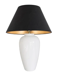 Lampa stołowa z czarnym abażurem welurowym BONA biała 6S 