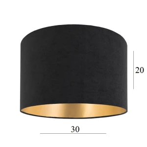 Abażur w kształcie walca 30cm czarny welur 9W E27 CZARNY 30 wys 20