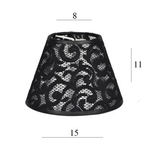 Czarny koronkowy abażurek 1S-E14 czarna koronka 8/15 wys 11
