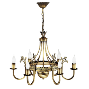 Żyrandol świecznikowy 6-ramienny CORONA 1277-KO 6/J mosiądz patyna 