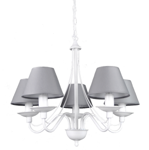 Żyrandol do salonu ROMA biały 1397F2/1/08/AX 5-ramienny